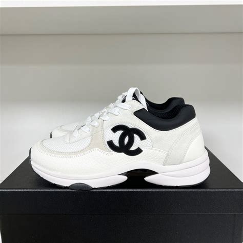 chanel trainers black and white.